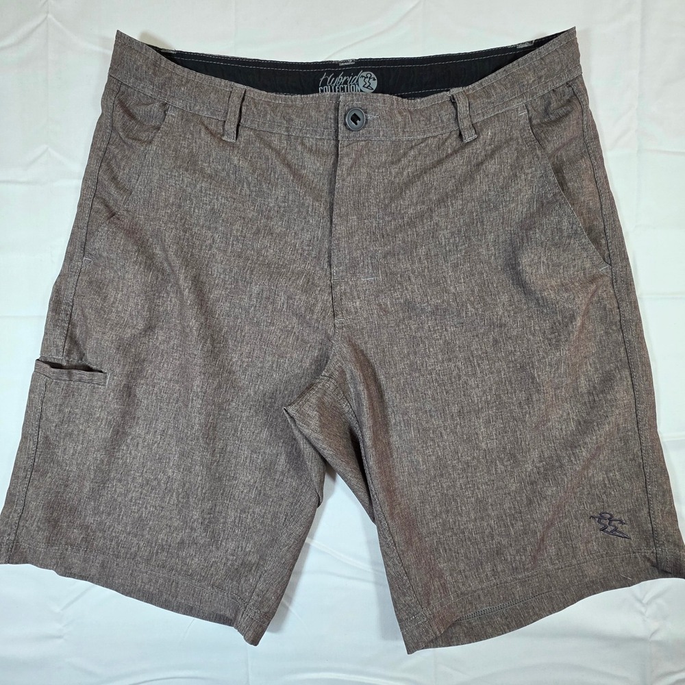 Da Hui Hybrid Collection Mens Brown Heathered Stretch Board Shorts Size 34